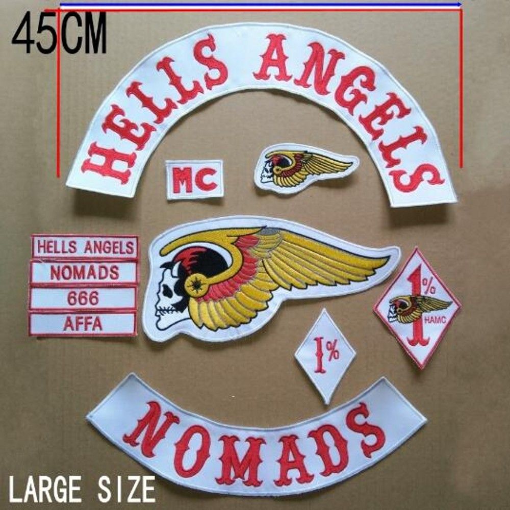 Large Size 45cm Wide HELLS ANGELS Embroidered IronOn Patch Jacket And