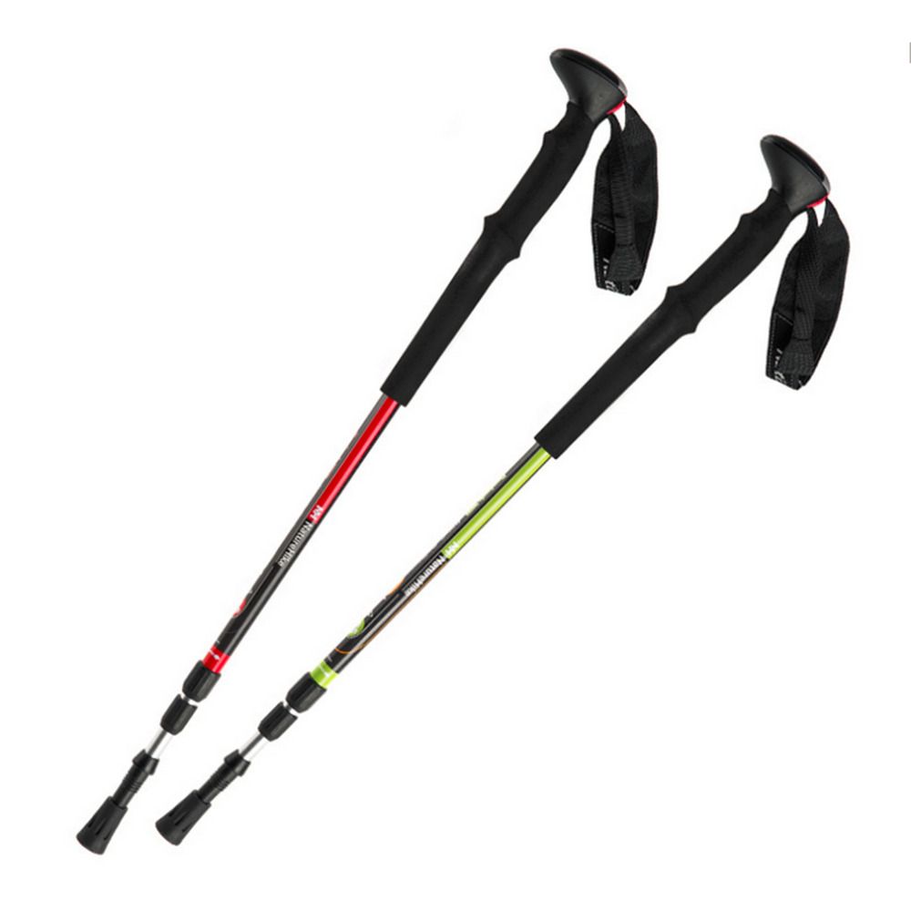 Pro Walking Hiking Sticks Foldable Handle Cane Adjustable 3 Sections Aluminum Hiking Travel