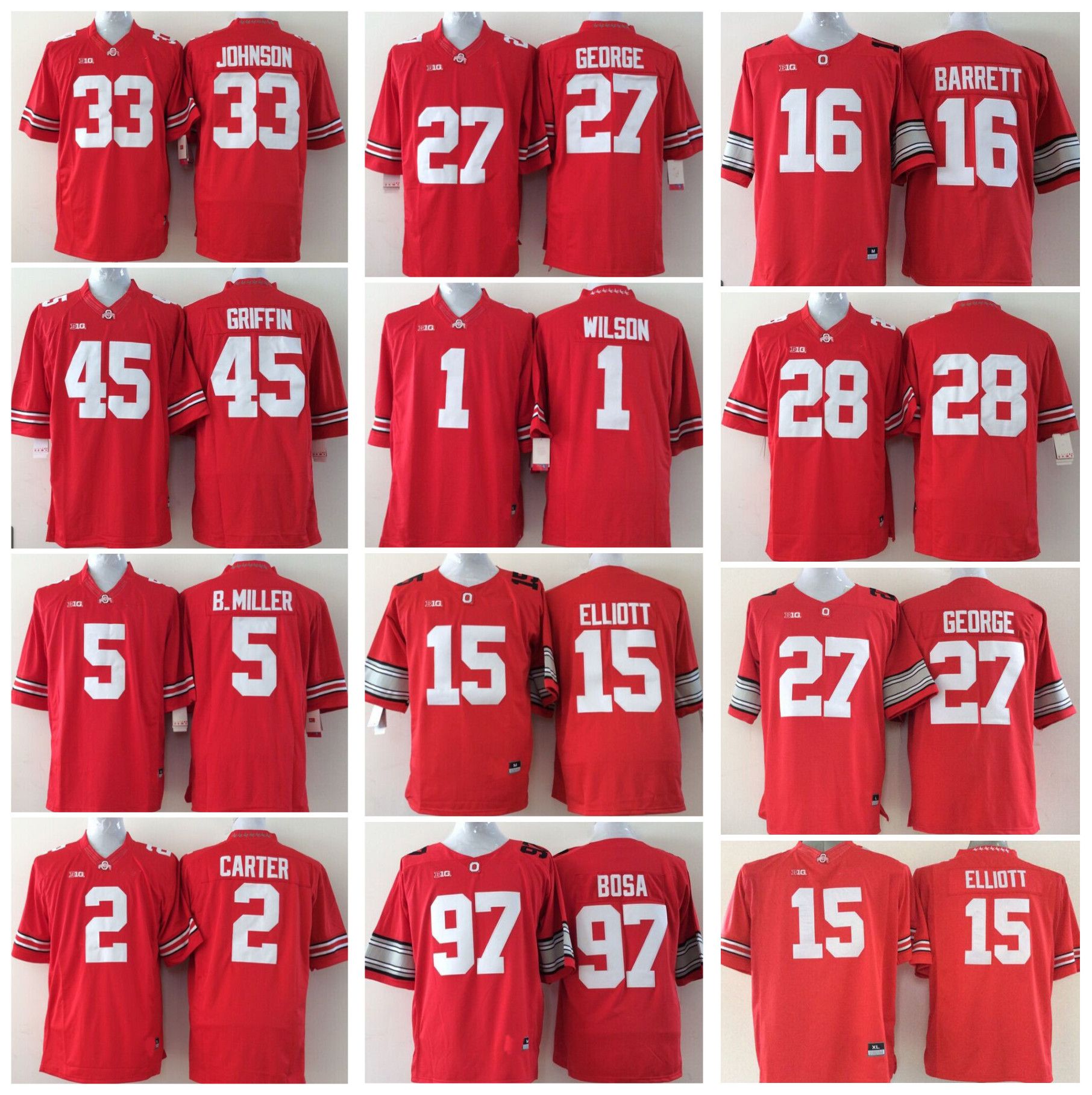 2017 Youth Ohio State Buckeyes Jerseys Kids Football College 1 Braxton Miller 12 Cardale Jones