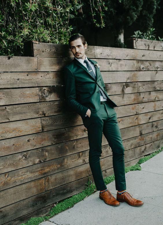 Hunter Green Mens Wedding Suits Groom Tuxedos Custom Made High Quality