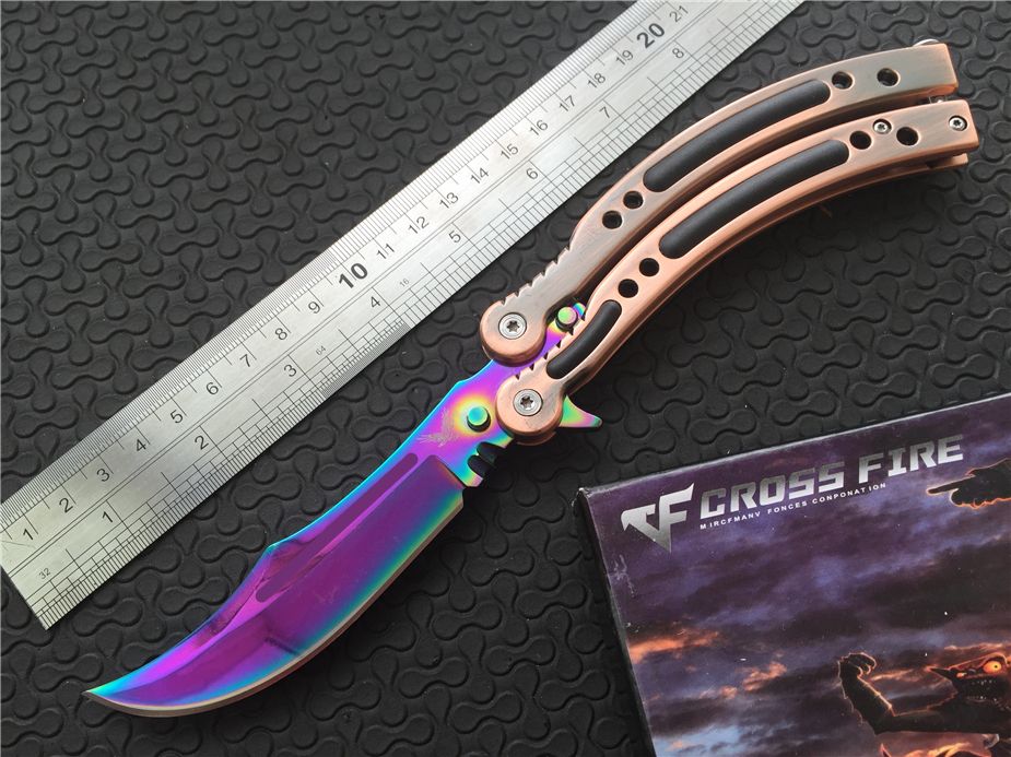 Cs Go Butterfly Knife Cross Fire 440c Steel Clip Point Plain Sharp