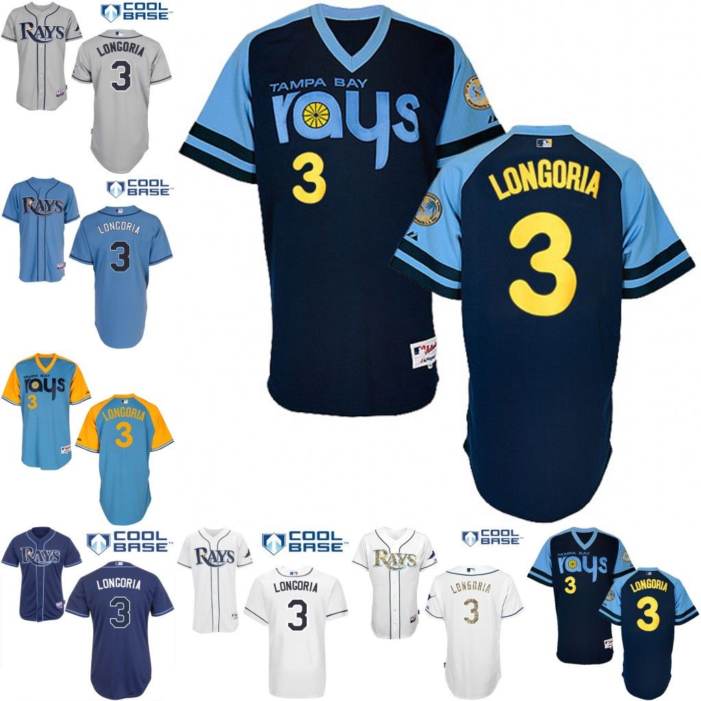 2017 Tampa Bay Rays 3 Evan Longoria Jersey White Dark Baby Blue Cool