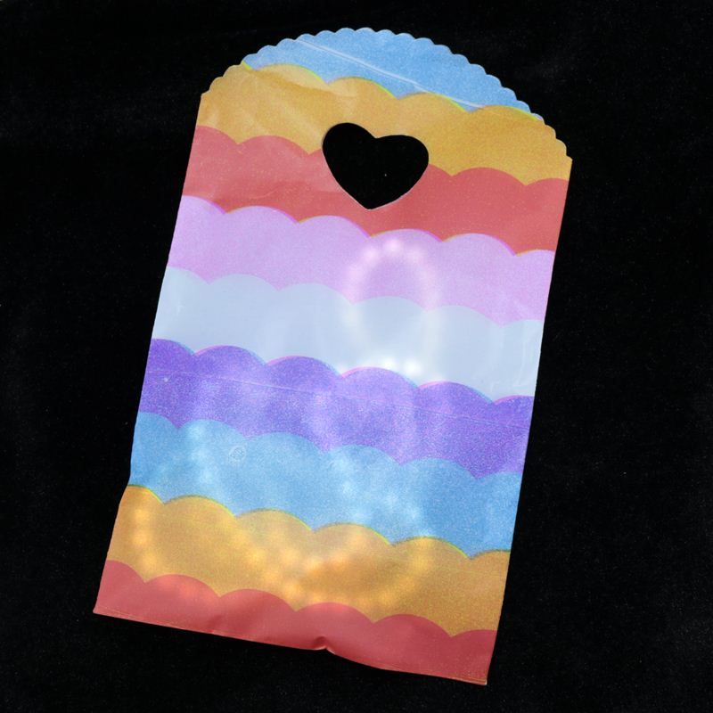 2017 Colorful Rainbow Plastic Bag 13x21cm Small Jewelry Boutique Candy