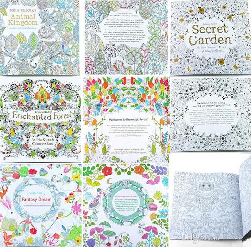 Adult Coloring Books 4 Designs Secret Garden Animal Kingdom Fantasy Dream And Enchanted Forest 24 Pages Kids Painting Colouring PAINTING BOOK