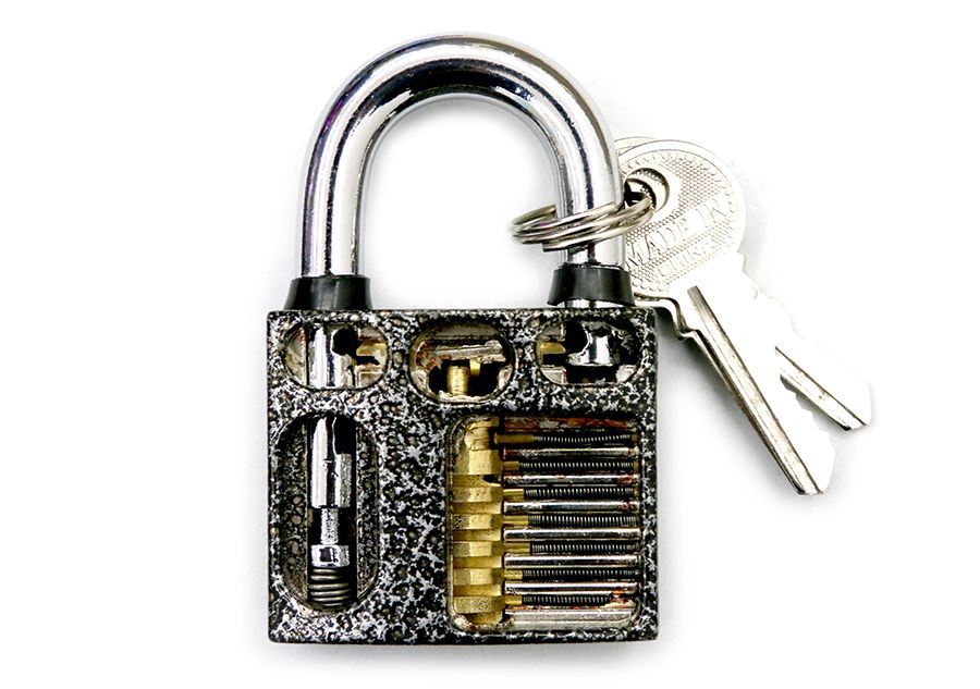 Locksmith Training Lock, Cutaway 5 Pin Practice Padlock With Master