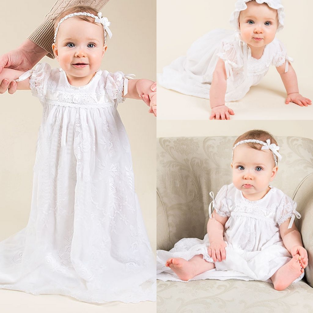 Elegant New Baby Infant Christening Gown 2016 Baptism Dress Gown Short