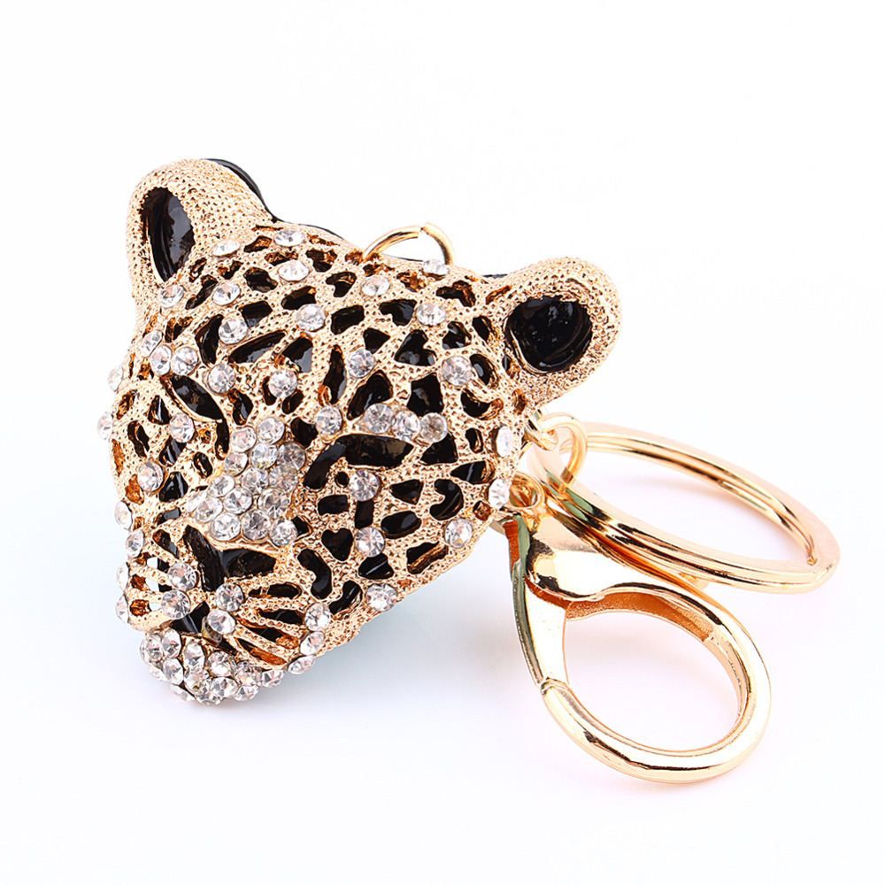 Wholesale Animal Panther Leopard Rhinestone Keyring Charm Pendant Purse