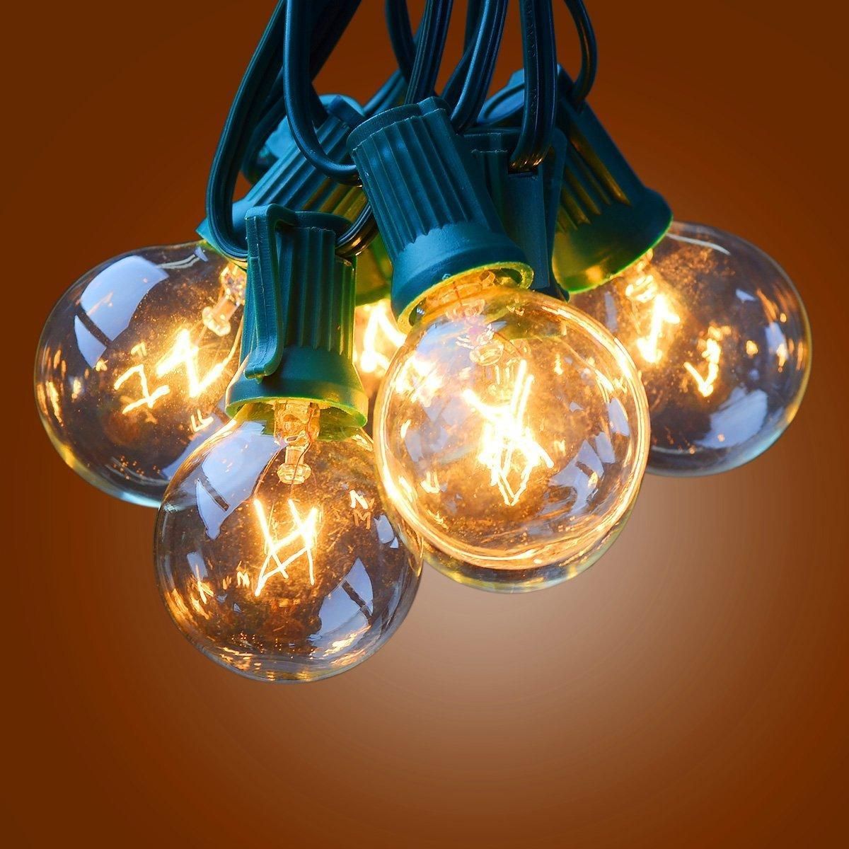 Outdoor Decro 25ft Clear Globe G40 String Lights With 25 G40 Bulb Christmas Lights&Patio String ...