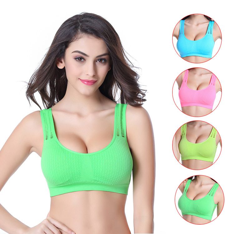 Women Padded Sport Bra Summer U Shap Wireless Plunge Push Up Bras Soft