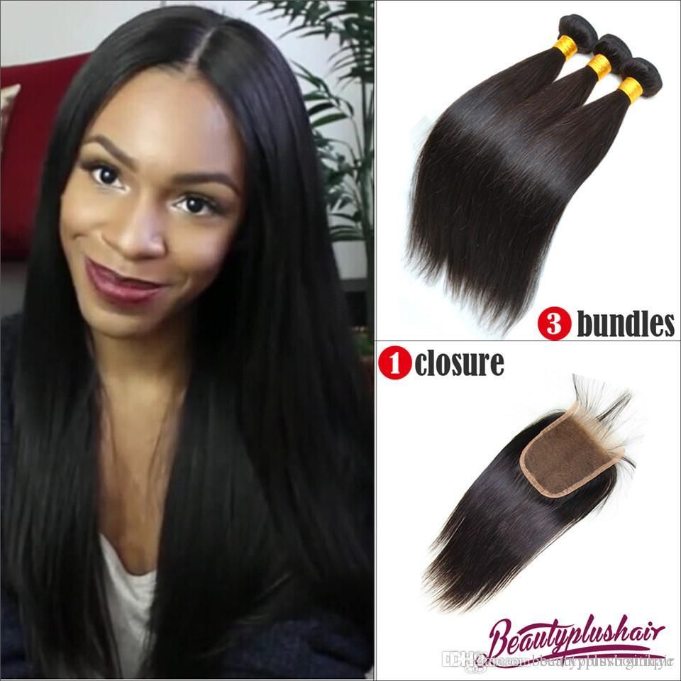 Virgin Hair Extensions Bundles And Top Lace Closure Brazilian Virgin