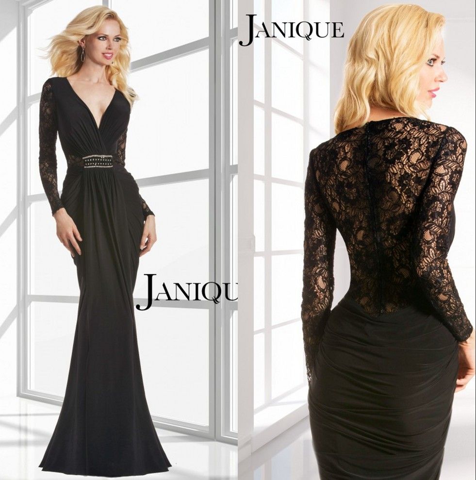 Cheap Black Long Semi Formal Dresses Mother Of Bride Dress V Neck