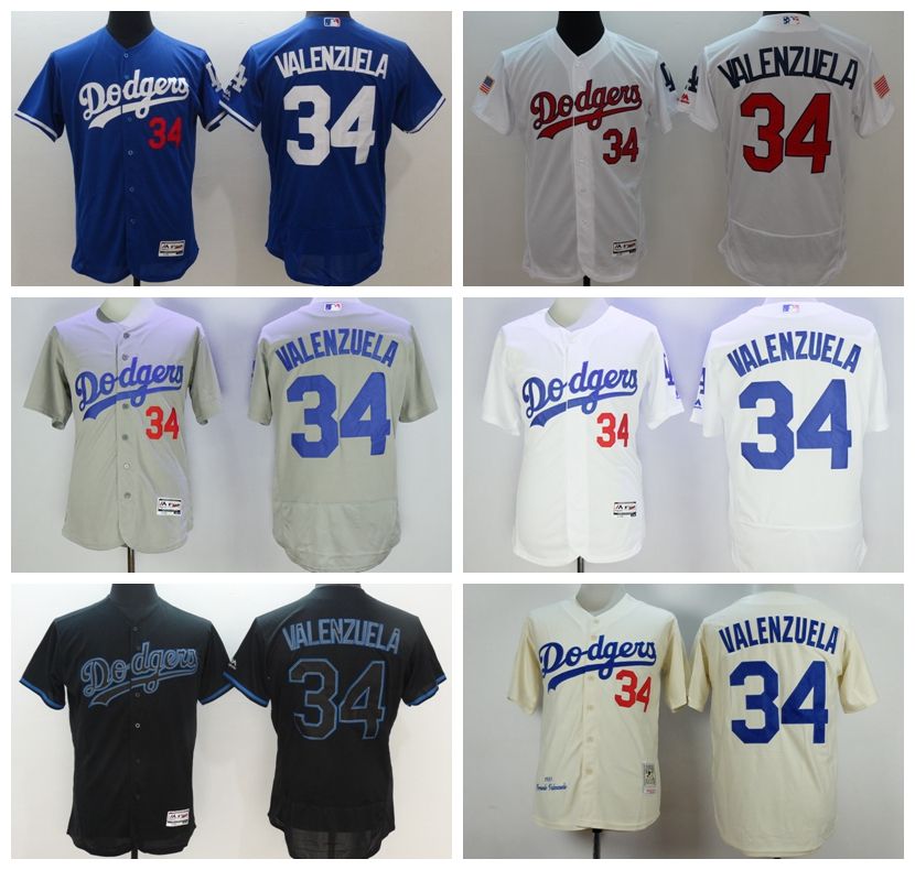 2017 Wholesale Baseball 34 Fernando Valenzuela Jersey Cream White