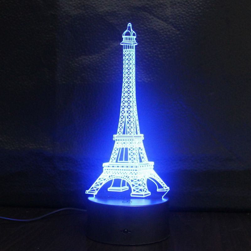 2017 Eiffel Tower 3d Illusion Led Night Lights Changeable Fairy Lights
