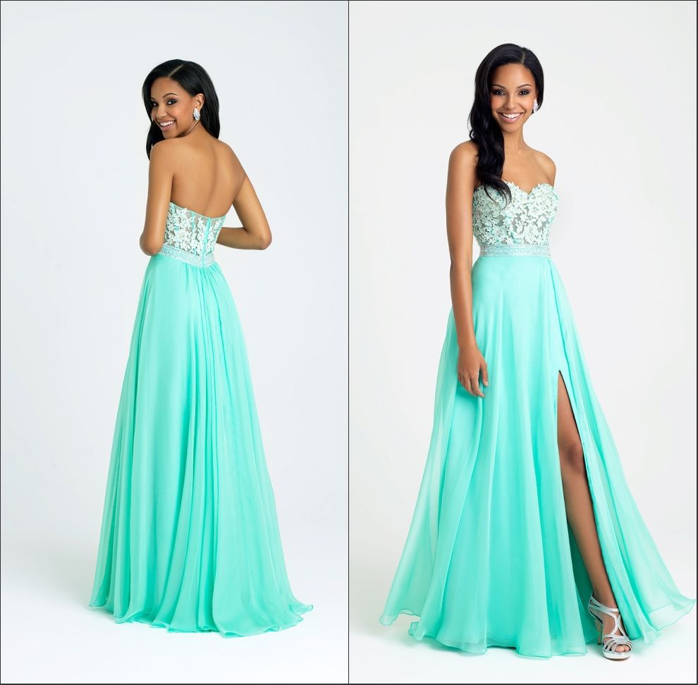 Simple Sweetheart Neckline Long Prom Dresses 2016 Summer Chiffon With