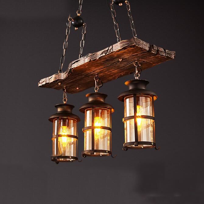 Vintage American Country Style Lighting Fixture Bar Coffee House Wood