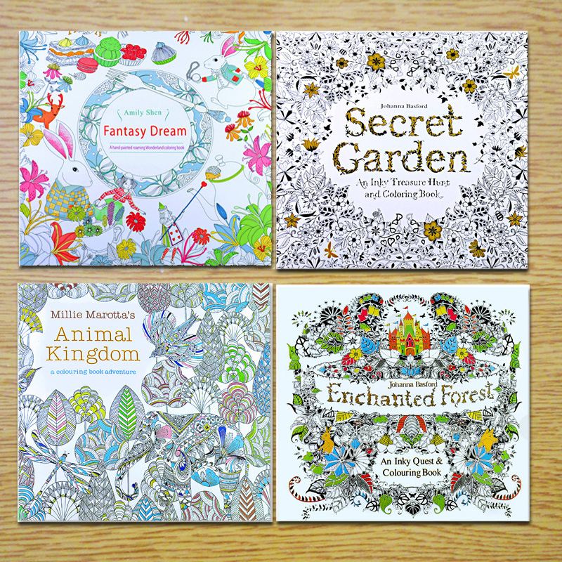 24 Pages Coloring Book Mixed Styles Relieve Stress For Kids Adult Fantasy Dream Painting Drawing Secret Garden Kill Time Stock With Fast