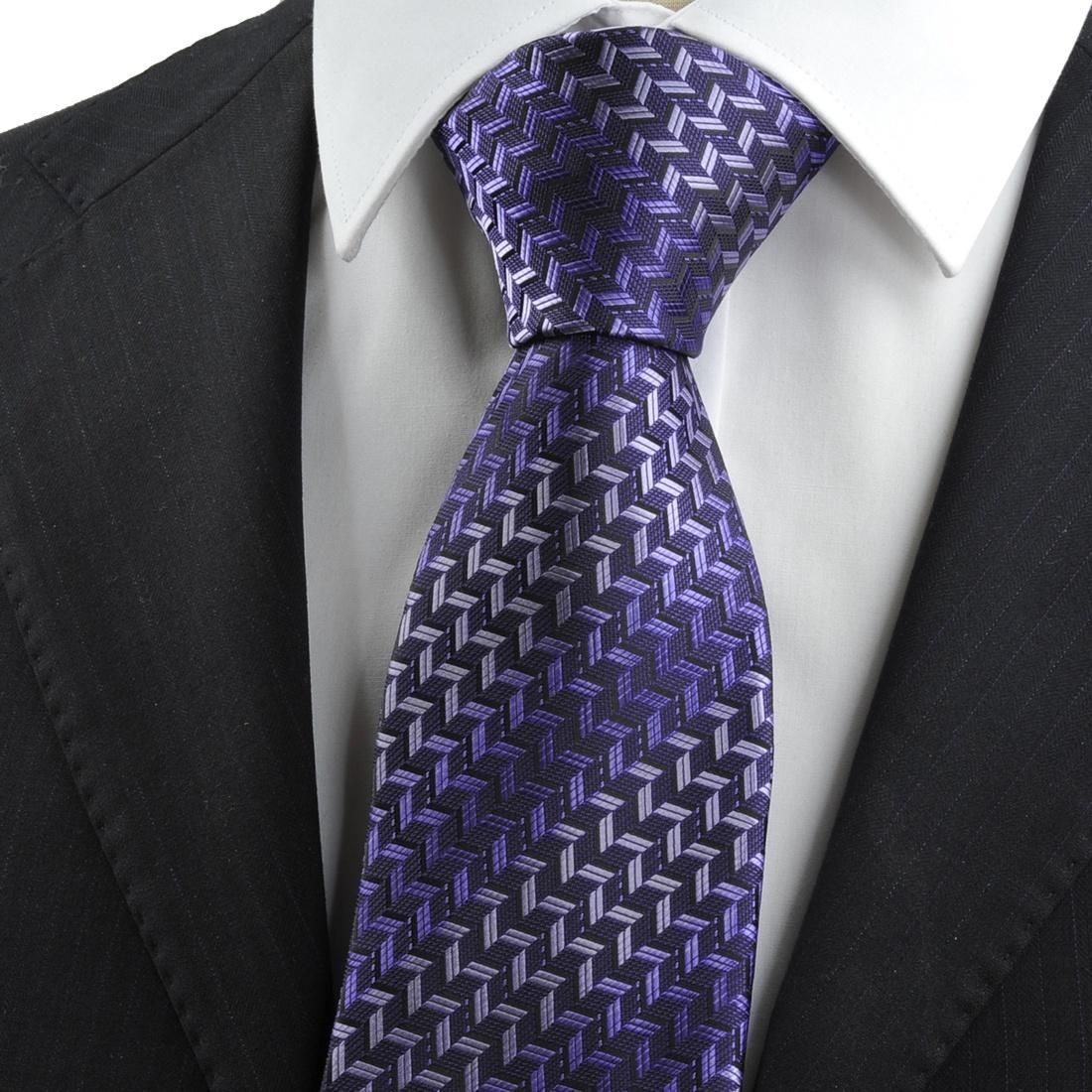 Ties Men Neckties Purple Diamond Pattern Striped Mens Tie Necktie For