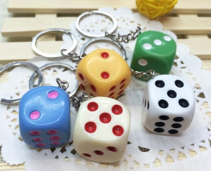 Cute Dice Keychains Acrylic Key Pendant Car Keychain 5 Colours In Stock