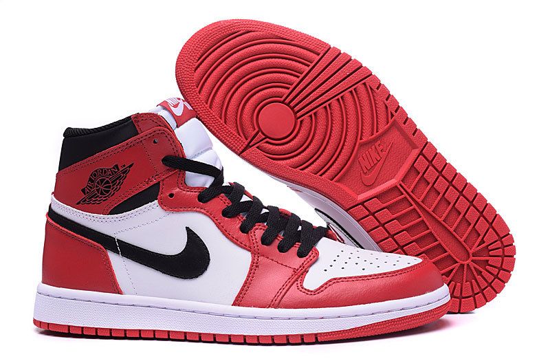 Nike Air Jordan 1 Retro White/Red Women And Mens High Quality Basketball Shoes Walking Sporting ...
