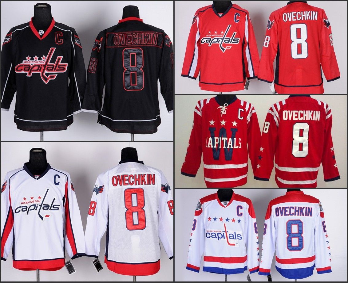 2017 2016 Men Washington Capitals Jerseys 8 Alex Ovechkin Jersey White
