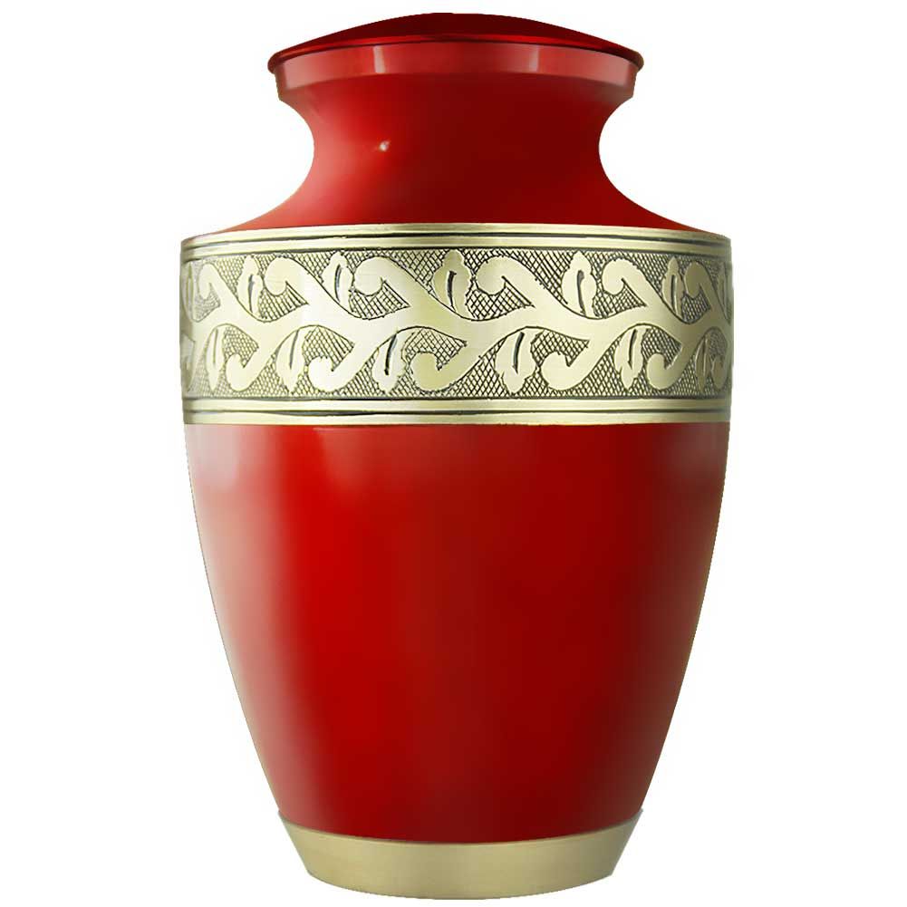 2017 Accents Red, Cremation Urns Funeral Urns For Human Ashes Adult Hand Made In Brass