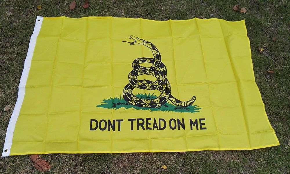 DHL 3 * 5ft Gadsden Flag Buckle Two Yellow Snake Flag Yellow Snake Flag