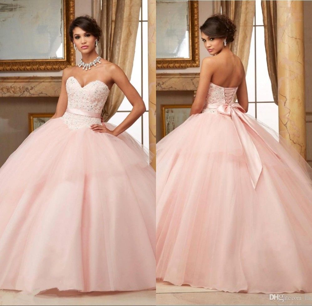 Ball Gowns Pink Quinceanera Dresses 2016 Lace Appliques Beaded Red