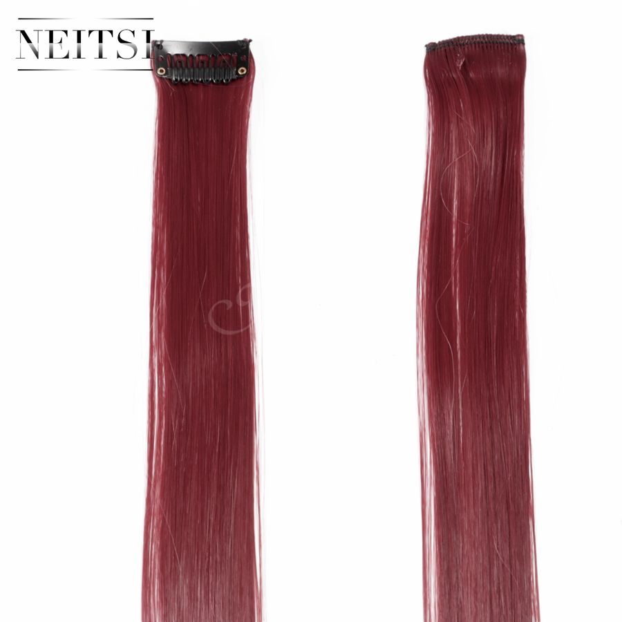 Promotion Straight Red Wine 18 Colorful Synthetic Clip in Hair