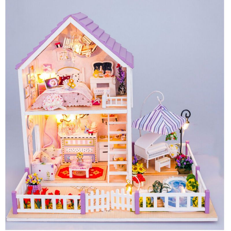 Wholesale Miniature Houses Diy Wood Doll House With Furniture,Romantic