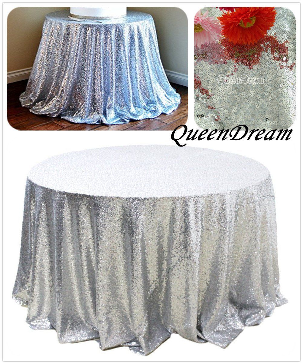 132'' Round Rose Gold Sequin Table Cloth For Wedding Cheap Round Fabric