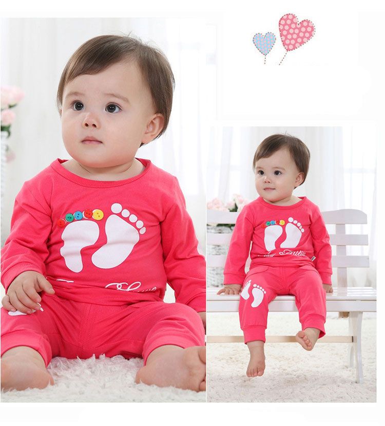 2017 Baby Clothes Set Feet Design Cotton Spring Autumn Girls Clothings