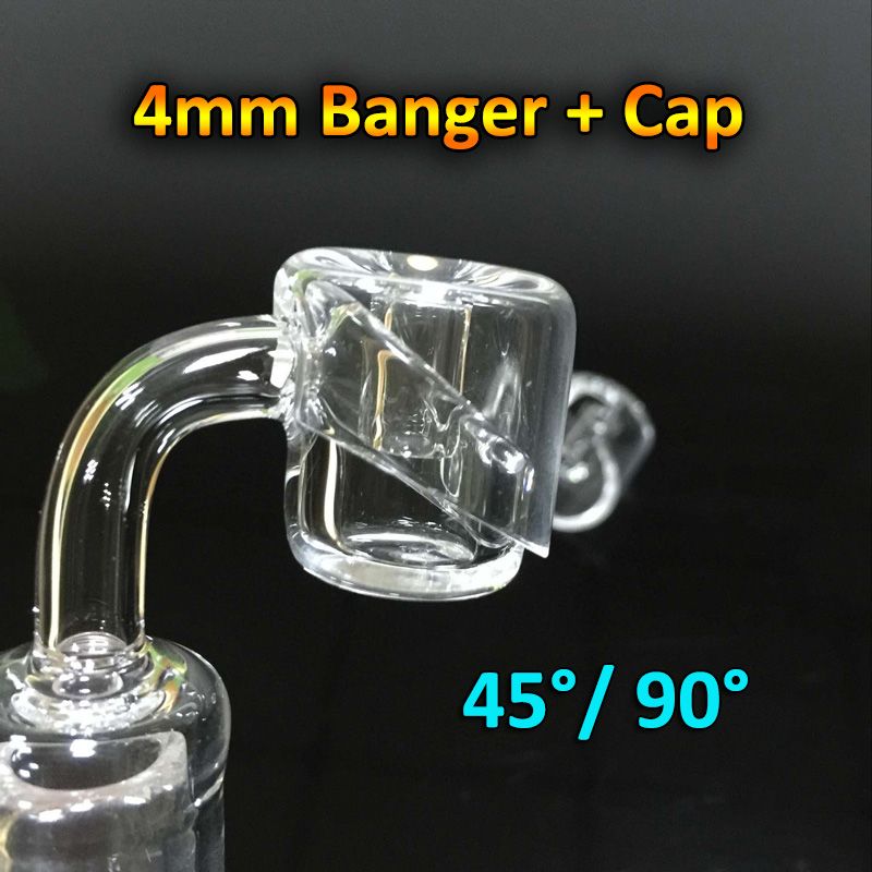 Discount Quartz Banger Carb Cap With 4mm Thick Banger Female Male 10mm 14mm 18mm 90 Degrees