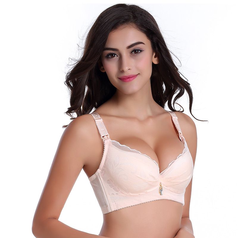 2017 Moxian/The New Winter Jacquard Lace Nursing Bra Open Buckle Gather