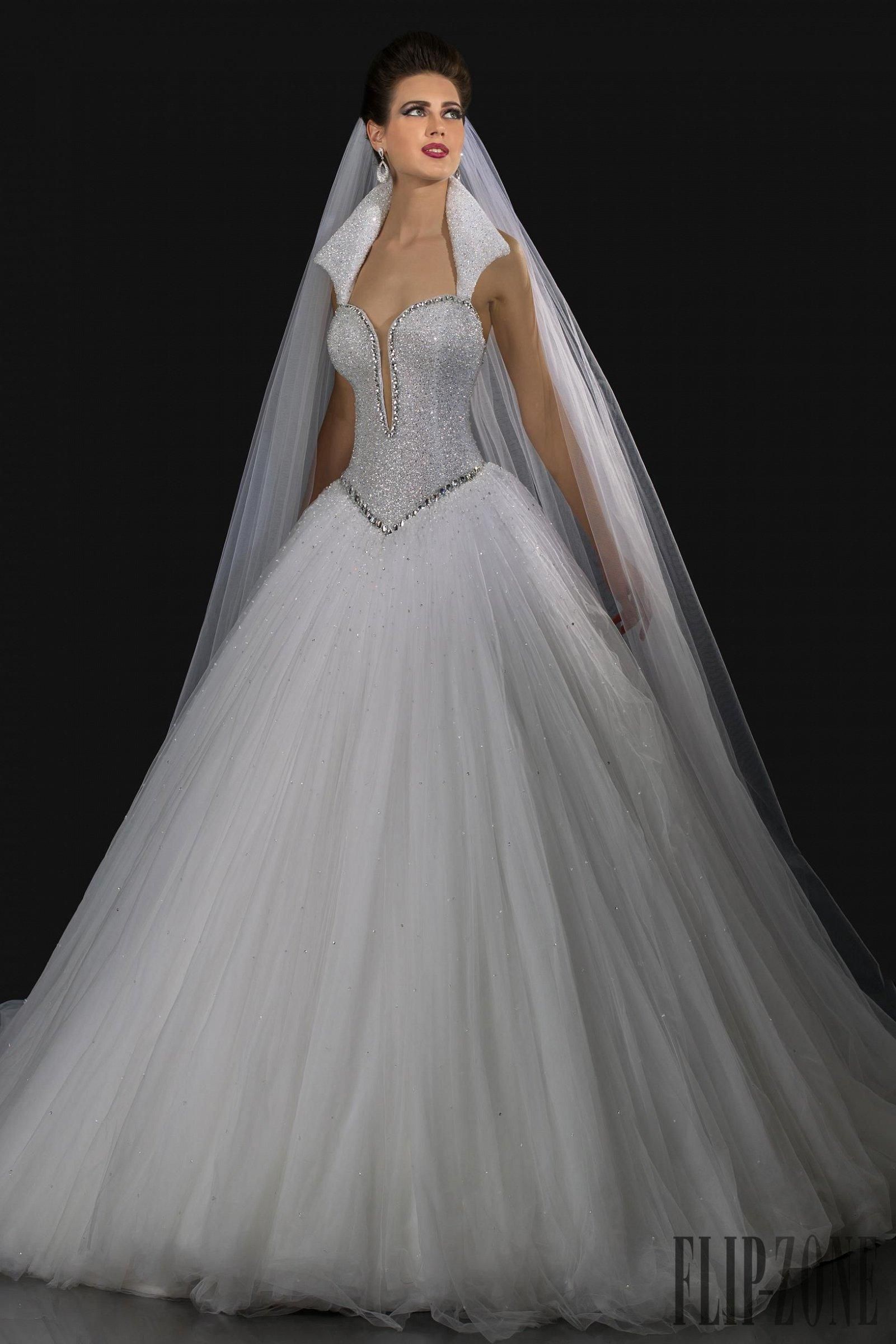 Wedding Ball Gowns 2016 Queen Anne Neckline Plunging Sliver