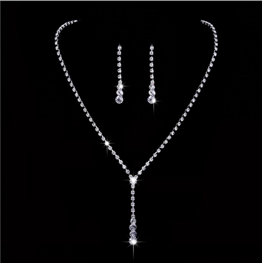 Cheap Wedding Jewellery Rhinestone Necklace Set Bridal Jewelry Sets