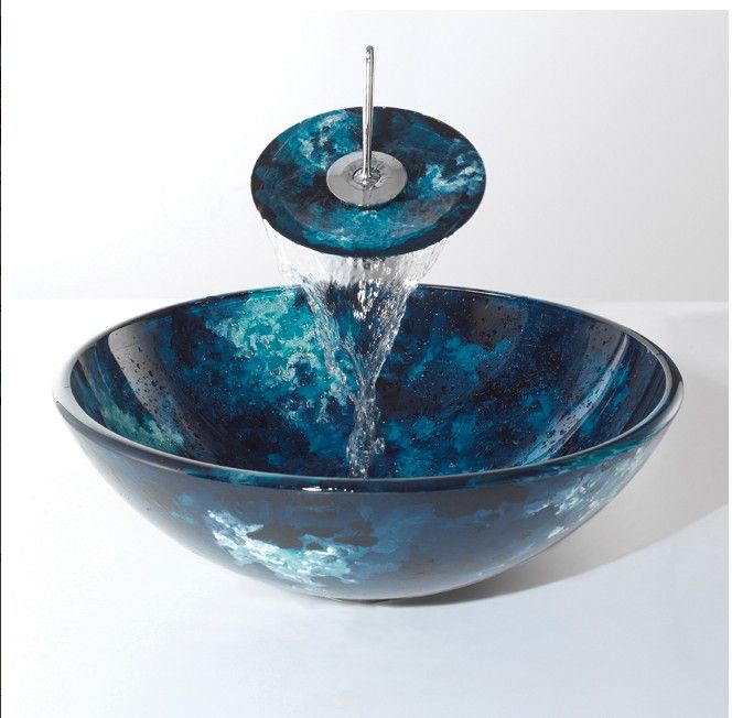 Modern Bathroom Glass Basin Tempered Glass Vessel Sink With Faucet Set ... Modern Bathroom Glass Basin Tempered Glass Vessel Sink With Faucet Set ...