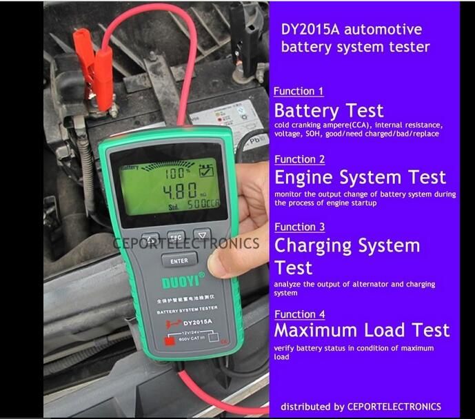 Dy2015a 12v 24v Digital Automotive Car Battery Load Tester Analyzer Cca
