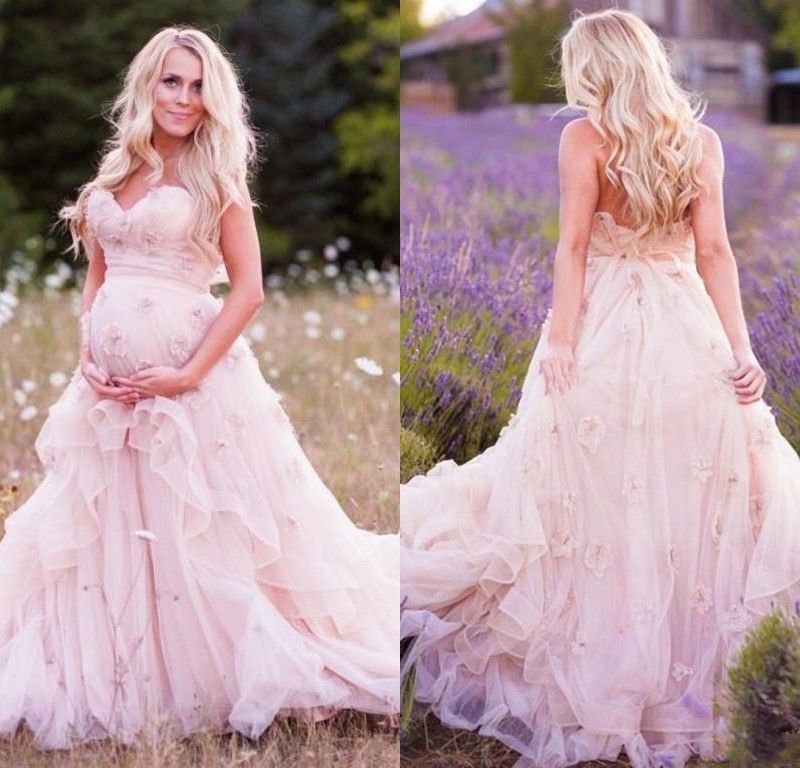 Plus Size Wedding Dresses for Pregnant Women 2017 Sweetheart with 3D 