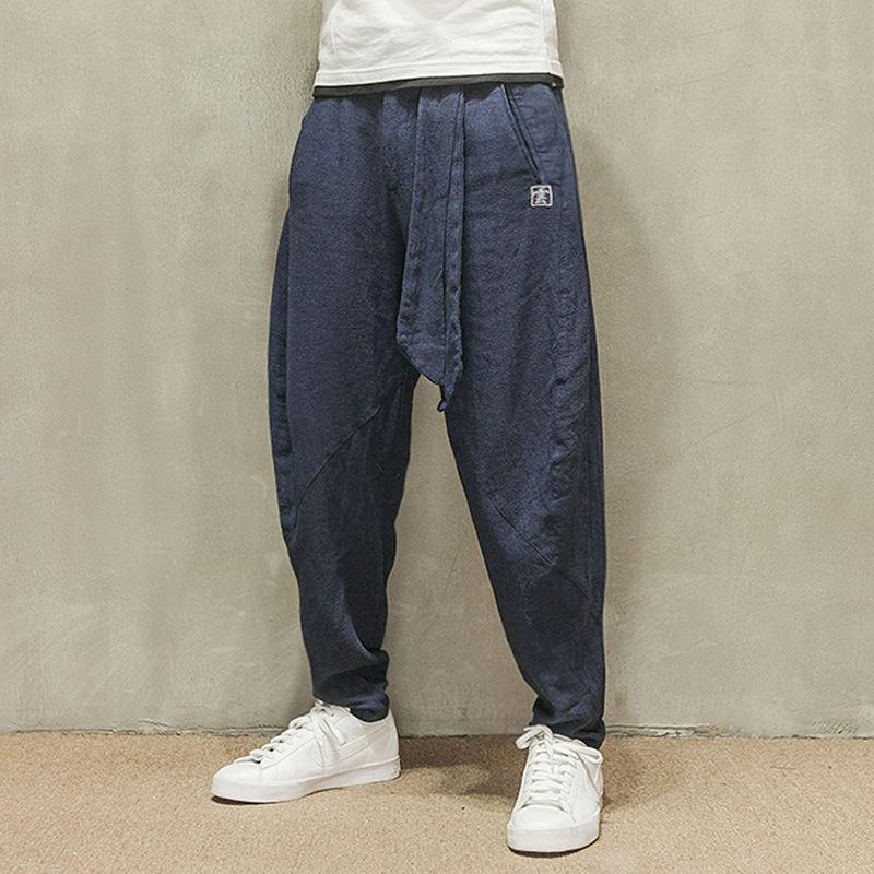 Discount Men Trousers Japanese Samurai Style Boho Casual Low Drop
