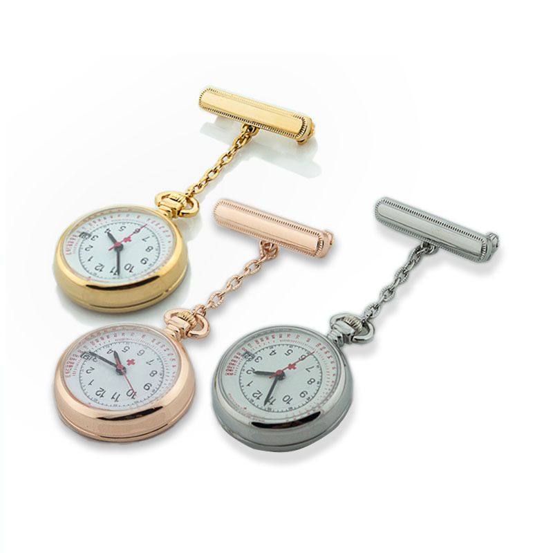Rose Gold Silver Nurse Watch Date Calendar Fob Pocket Watch Nursing