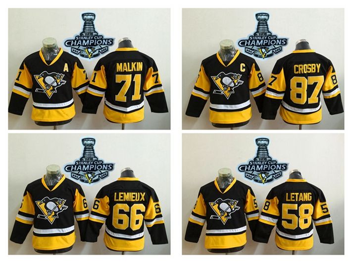 2016 Youth Pittsburgh Penguins 87 Sidney Crosby Black Champions Hockey