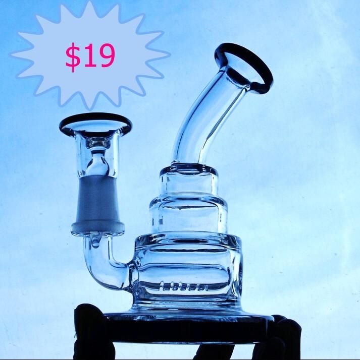 13cm Tall Cheap Glass Water Pipes Bubbler Thicken Base Inline Perc