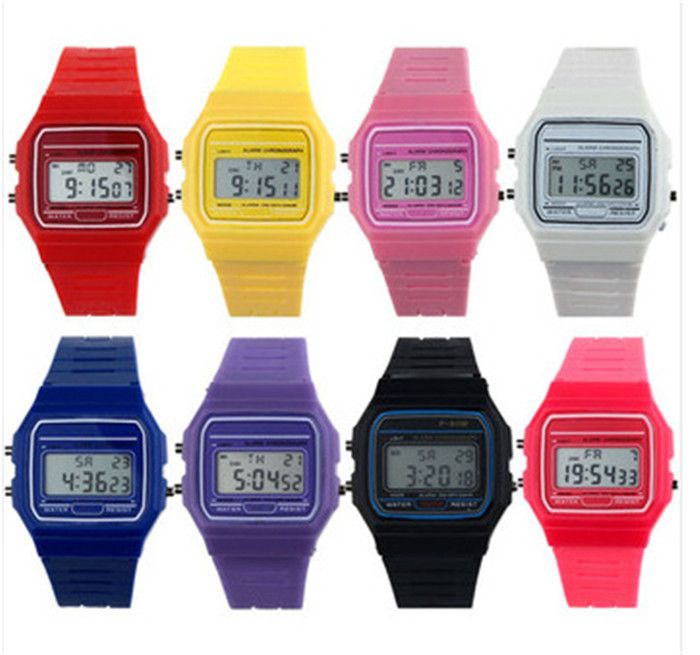 9 color luxury fashion f 91w sport watches for men women child silicone led electronic - Color Watches 9 color luxury fashion f 91w sport watches for men women child silicone led electronic - Color Watches
