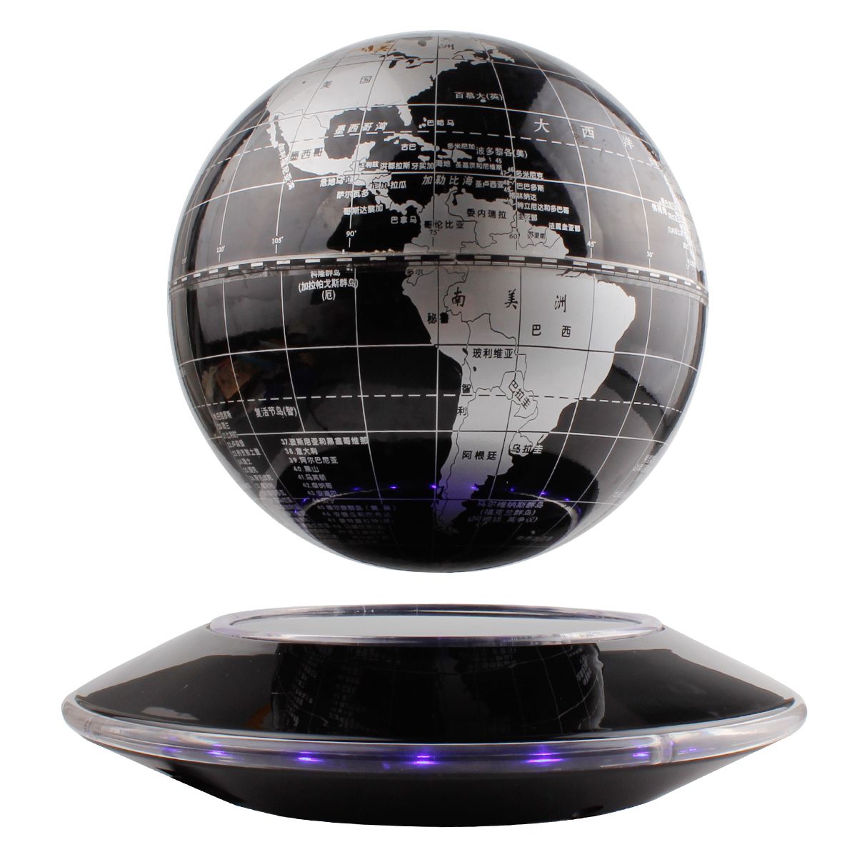 Floating Globe With World Map Suspended In Air Rotating 6 Inch