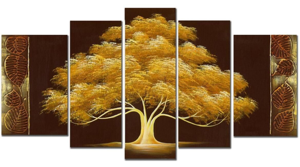 handpainted money tree oil paint 5panels goldentree modern canvas handpainted money tree oil paint 5panels goldentree modern canvas