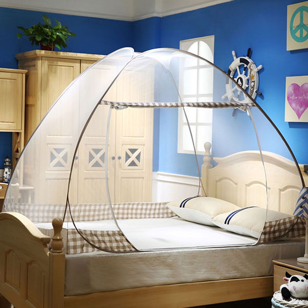 Free Standing Pop Up Mosquito Net Tent Canopy With Floor For Twin Full Queen Small King Beds