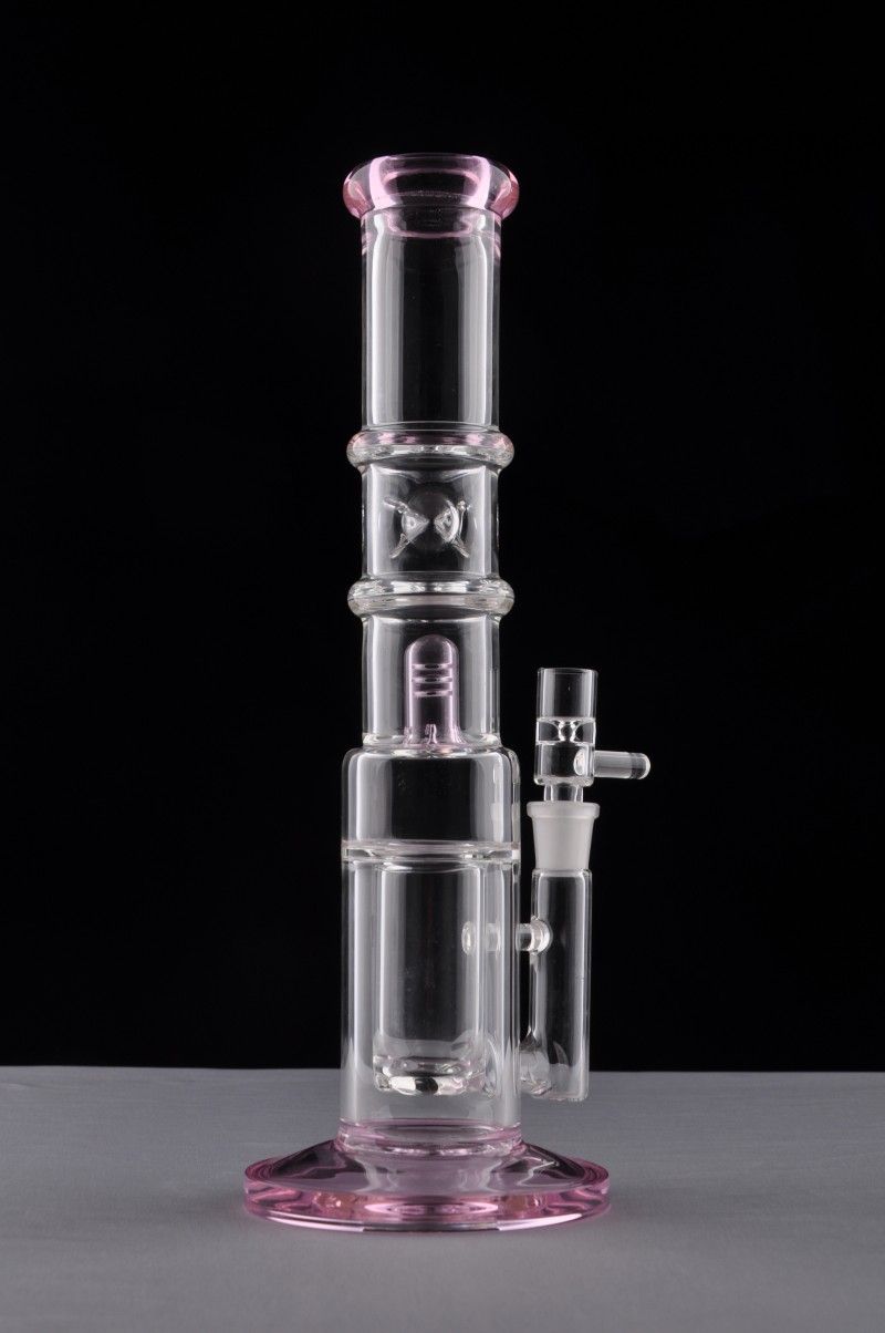 Online Cheap 2017 Pink Thick Glass Water Bong Straight Recycler Oil Rigs Glass Water Pipes With