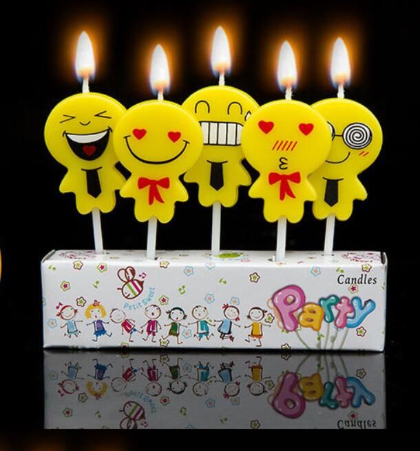 2016 Hot Sale Birthday Candles Cute Yellow Emoji Shape Cartoon Art