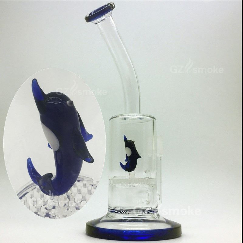 2017 2016 Small Dolphin Bong Two Functions Funny Colorful Animal Glass