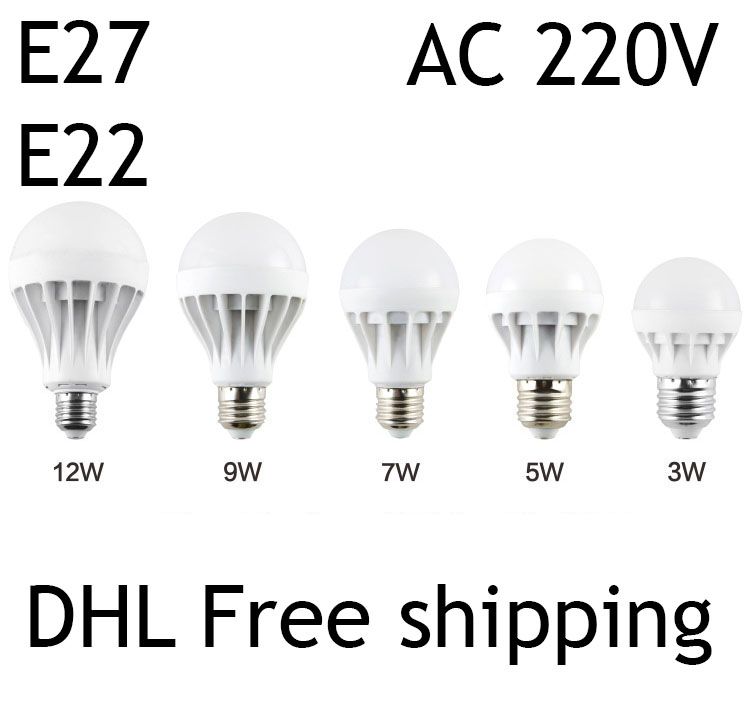New E27 E22 Led Lamp 3w 5w 7w 9w 12w 15w 20w Gree Led Bulb Ac 220v Smd